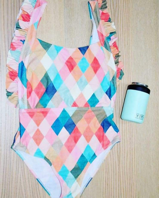 Colorful diamonds one piece