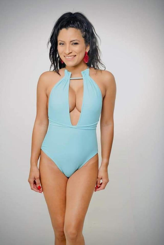 Sky blue wrap around swimsuit